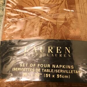 Lauren Ralph Lauren Gold Dinner Napkins Four Table Setting Holiday XMAS NEW